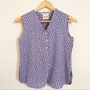 Max Studio XS Blue Bird Blouse Button Tank New